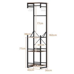 Costway Freestanding Coat Rack Slim Hall Tree w/ 4 Storage Shelves & Hooks in Brown - thumbnail 3