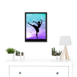 Artery8 Photo Mock Up Silhouette Sunset Ballet Dancer A4 Artwork Framed Wall Art Print in Black - thumbnail 2
