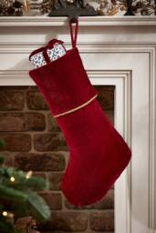 Dibor Luxury Red Knightsbridge Velvet Xmas Gift Christmas Stocking - Size: Medium