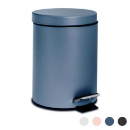 Harbour Housewares 3L Round Bathroom Pedal Bin - Stainless Steel Slim Rubbish Dustbin in Blue