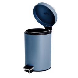 Harbour Housewares 3L Round Bathroom Pedal Bin - Stainless Steel Slim Rubbish Dustbin in Blue - thumbnail 4