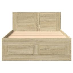 Berkfield Home Bed Frame with Headboard without Mattress Sonoma Oak 90x190 cm Single in Brown - thumbnail 5