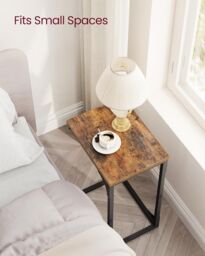 VASAGLE Set of 2 C-Shaped Side Tables Industrial Metal Frame Sofa Bedside in Brown - thumbnail 5