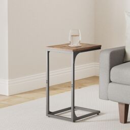 VASAGLE Set of 2 C-Shaped Side Tables Industrial Metal Frame Sofa Bedside in Brown - thumbnail 2