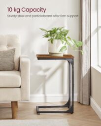 VASAGLE Set of 2 C-Shaped Side Tables Industrial Metal Frame Sofa Bedside in Brown - thumbnail 6
