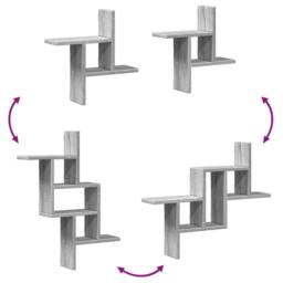 Berkfield Home Wall Shelves 2 pcs Grey Sonoma 38x12x38 cm Engineered Wood - Size: 38 x 12 x 38 cm - thumbnail 7