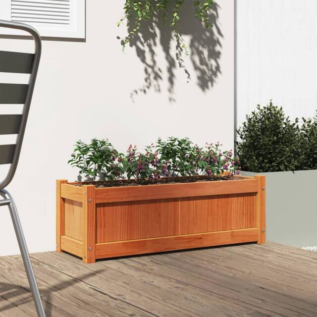 Berkfield Home Beautiful Garden Planter Wax Brown 90x31x31 cm Solid Wood Pine - Size: 90 x 31 x 31 cm - image 1