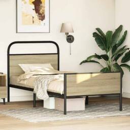 Berkfield Home Bed Frame without Mattress 80x200 cm Sonoma Oak Engineered Wood in Brown - thumbnail 4