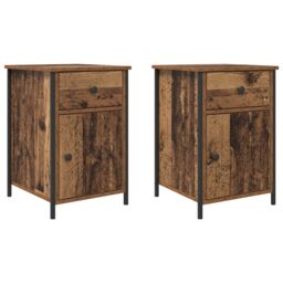 Berkfield Home Bedside Cabinets 2 pcs Old Wood 40x42x60 cm Engineered Wood in Brown - Size: 40 x 42 x 60 cm - thumbnail 2