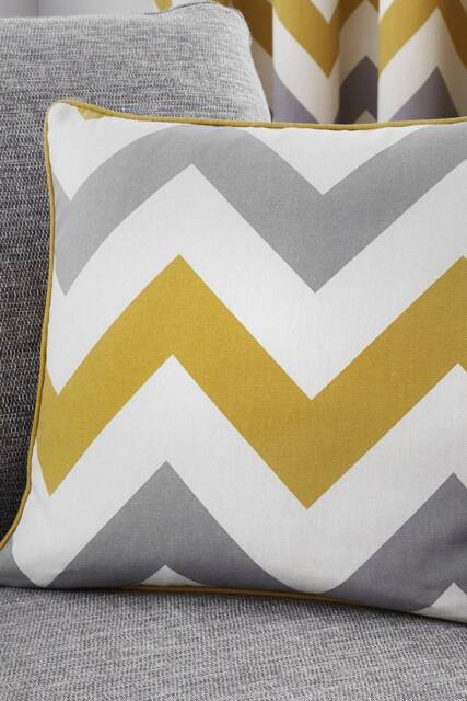 Fusion 'Geo Wave' Modern Print Filled 100% Cotton Cushion in Mustard - Size: 43 cm x 43 cm - image 1
