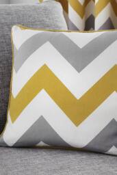 Fusion 'Geo Wave' Modern Print Filled 100% Cotton Cushion in Mustard - Size: 43 cm x 43 cm