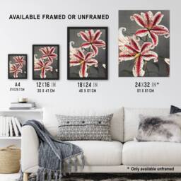 Artery8 Pink Spotted Lily Flower Blooms Vintage Framed Wall Art Print Kazumasa - Size: A4 - thumbnail 3