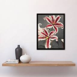 Artery8 Pink Spotted Lily Flower Blooms Vintage Framed Wall Art Print Kazumasa - Size: A4 - thumbnail 4