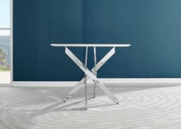 FurnitureboxUK Novara 100cm Round 4-Seater Dining Table With Silver Chrome Legs in White - thumbnail 3