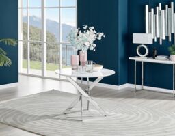 FurnitureboxUK Novara 100cm Round 4-Seater Dining Table With Silver Chrome Legs in White - thumbnail 1