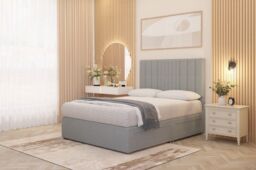 Somnior Alexas Linen Fabric Divan Bed Set with Midnight Pocket Sprung Mattress & Headboard in Light Grey - Size: King - thumbnail 4