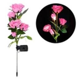 Havendro Pink Solar Power LED 5 Head Rose Flower Stake Lights Garden - thumbnail 1