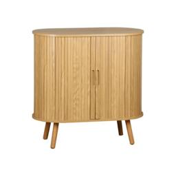 sweeek Scandinavian sideboard grooved wood effect 2 sliding doors 80cm in Beige - thumbnail 2