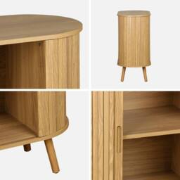 sweeek Scandinavian sideboard grooved wood effect 2 sliding doors 80cm in Beige - thumbnail 8