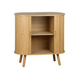sweeek Scandinavian sideboard grooved wood effect 2 sliding doors 80cm in Beige - thumbnail 6