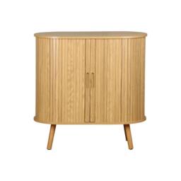 sweeek Scandinavian sideboard grooved wood effect 2 sliding doors 80cm in Beige - thumbnail 5