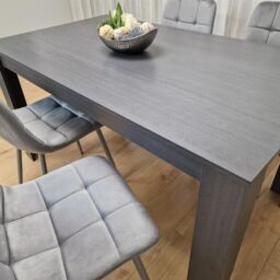 KOSY KOALA Dining Table & 4 Chairs Black Dark Grey 4 Velvet Grey Chairs Wood Dining Set Furniture in Brown - thumbnail 4