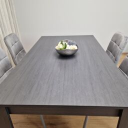 KOSY KOALA Dining Table & 4 Chairs Black Dark Grey 4 Velvet Grey Chairs Wood Dining Set Furniture in Brown - thumbnail 6