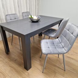 KOSY KOALA Dining Table & 4 Chairs Black Dark Grey 4 Velvet Grey Chairs Wood Dining Set Furniture in Brown - thumbnail 7
