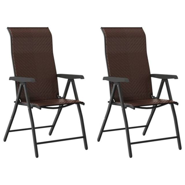 Berkfield Home Folding Garden Chairs 2 pcs Brown Poly Rattan - image 1