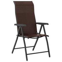 Berkfield Home Folding Garden Chairs 2 pcs Brown Poly Rattan - thumbnail 4