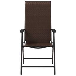 Berkfield Home Folding Garden Chairs 2 pcs Brown Poly Rattan - thumbnail 5