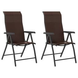Berkfield Home Folding Garden Chairs 2 pcs Brown Poly Rattan