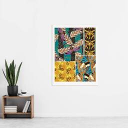 "Artery8 Colourful Vintage Butterfly Pattern Vintage Wall Art Print Seguy - Size: W12"" x H16""" - thumbnail 4