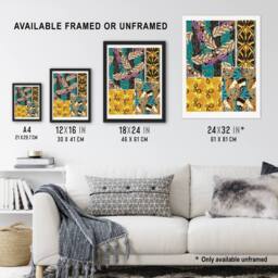 "Artery8 Colourful Vintage Butterfly Pattern Vintage Wall Art Print Seguy - Size: W12"" x H16""" - thumbnail 3