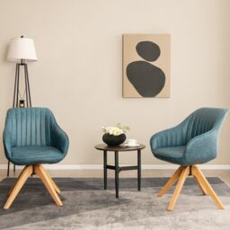 Costway Set of 2 Swivel Accent Chair Ergonomic Armchairs Writing Desk Chairs in Blue - thumbnail 3