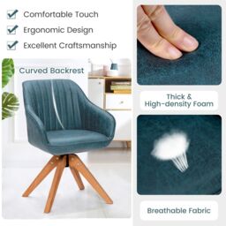 Costway Set of 2 Swivel Accent Chair Ergonomic Armchairs Writing Desk Chairs in Blue - thumbnail 6