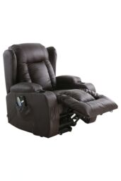 More4Homes Caesar Single Motor Rise Recliner Bonded Leather Heat & Massage Chair in Brown - thumbnail 3