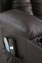 More4Homes Caesar Single Motor Rise Recliner Bonded Leather Heat & Massage Chair in Brown - thumbnail 6