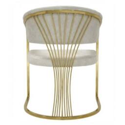 HOME LUXE INTERIOR Cream Porado Leatheraire Dining Chair - Gold Frame Luxury Seating in Beige - thumbnail 3