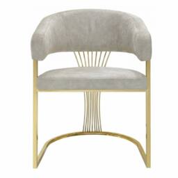 HOME LUXE INTERIOR Cream Porado Leatheraire Dining Chair - Gold Frame Luxury Seating in Beige