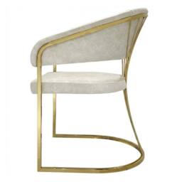 HOME LUXE INTERIOR Cream Porado Leatheraire Dining Chair - Gold Frame Luxury Seating in Beige - thumbnail 2
