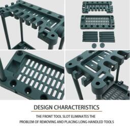 VOGREX Garden Tool Storage Trolley Organiser for Garage & Garden in Green - thumbnail 5