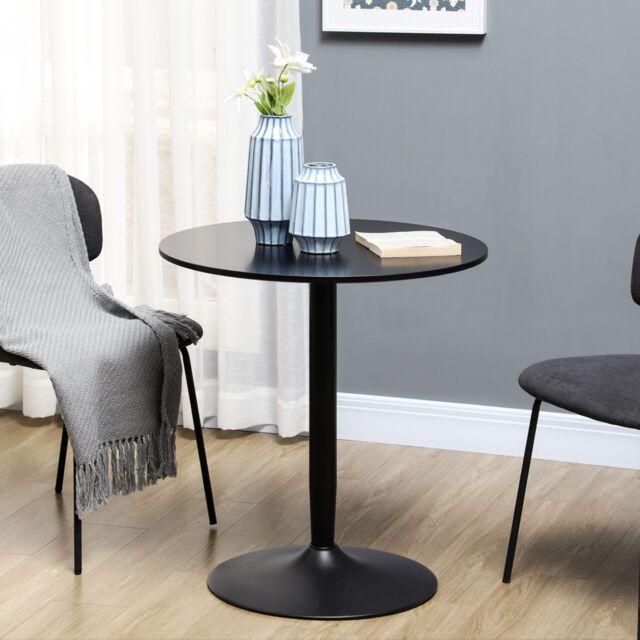 HOMCOM Round Dining Table, Modern Kitchen Table with Steel Base in Black - image 1