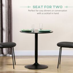 HOMCOM Round Dining Table, Modern Kitchen Table with Steel Base in Black - thumbnail 4
