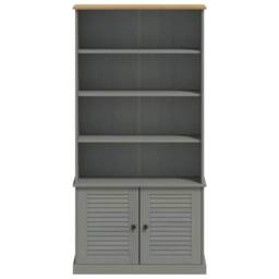 Berkfield Home Beautiful Bookcase VIGO Grey 85x35x170 cm Solid Wood Pine - Size: 85 x 35 x 170 cm - thumbnail 4