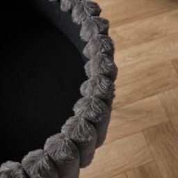 OHS Ribbed Fleece Faux Fur Hairpin Stool Vanity Seat Ottoman Footrest in Charcoal - thumbnail 4