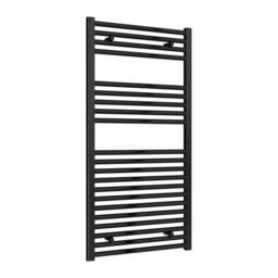 Bathroom Kingdom Diva Electric Black Straight Heated Towel Rail 1200x600 - thumbnail 1