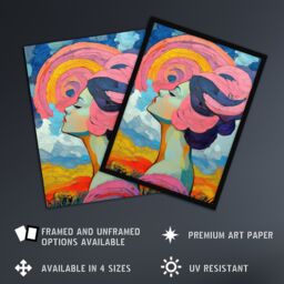 "Artery8 Woman Portrait Sunset Summer Bliss Conceptual Art Wall Art Print in Blue - Size: W24"" x H32""" - thumbnail 2