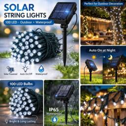 Lovii 50 LED Solar String Lights Outdoor Garden Waterproof Fairy Lights in Cool White - thumbnail 2