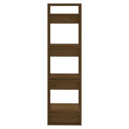 Berkfield Home Book Cabinet/Room Divider Honey Brown 41x35x125 cm Solid Wood - Size: 41 x 35 x 125 cm - thumbnail 4